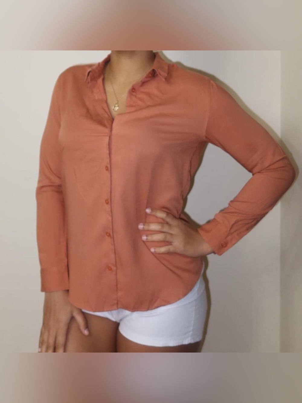 Uniqlo Lightweight Button-Down Shirt in Terracotta